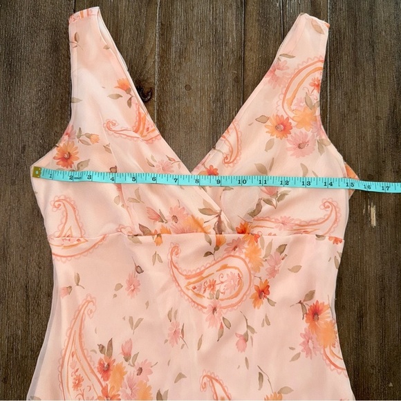 Vintage Floral Midi Dress Babydoll Women’s 6 Pink and Orange 90s y2k - Picture 4 of 7